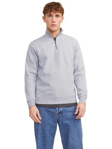 Jack & Jones Herren Stehkragen Pullover JJEBRADLEY SWEAT HALF ZIP - Relaxed Fit