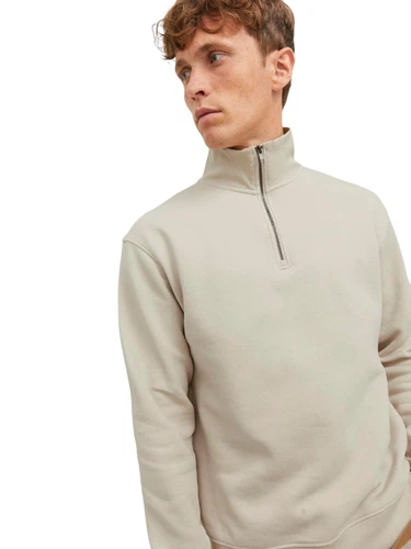 Jack & Jones Herren Stehkragen Pullover JJEBRADLEY SWEAT HALF ZIP - Relaxed Fit