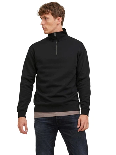 Jack & Jones Herren Stehkragen Pullover JJEBRADLEY SWEAT HALF ZIP - Relaxed Fit