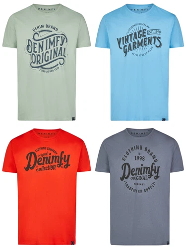 DENIMFY Tshirt Herren Baumwolle Regular Fit DFNuri 4er Pack Set