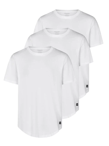 Jack & Jones Tshirt Herren lang geschnitten Set 100% Baumwolle Regular Fit JJENOA 3er Pack