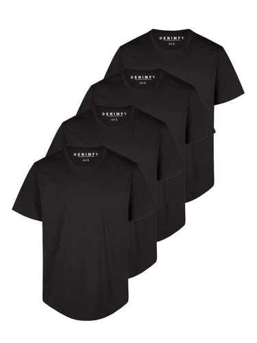 DENIMFY Tshirt Herren lang geschnitten Set 100% Baumwolle Regular Fit DFPaco 4er Pack
