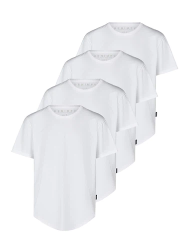 DENIMFY Tshirt Herren lang geschnitten Set 100% Baumwolle Regular Fit DFPaco 4er Pack