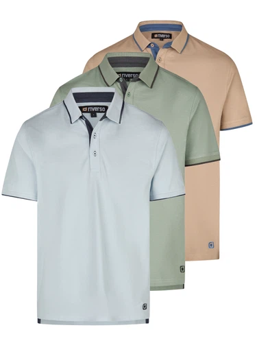 riverso Poloshirt Herren Kurzarm 3er Pack RIVLeano Regular Fit