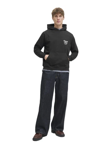 Jack & Jones Herren Hoodie Kapuzenpullover JORNORREBRO TYPO BACK SWEAT HOOD - Relaxed Fit