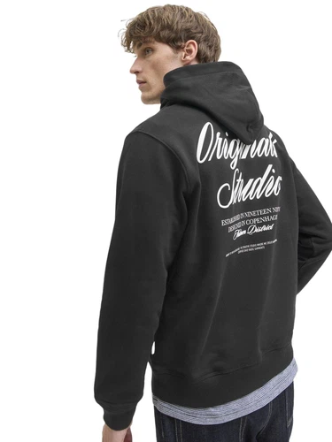 Jack & Jones Herren Hoodie Kapuzenpullover JORNORREBRO TYPO BACK SWEAT HOOD - Relaxed Fit