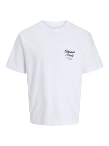 Jack & Jones Herren Rundhals T-Shirt JORNORREBRO TYPO TEE SS CREW NECK - Relaxed Fit