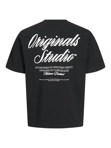 Jack & Jones Herren Rundhals T-Shirt JORNORREBRO TYPO TEE SS CREW NECK - Relaxed Fit