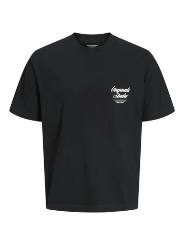 Jack & Jones Herren Rundhals T-Shirt JORNORREBRO TYPO TEE SS CREW NECK - Relaxed Fit