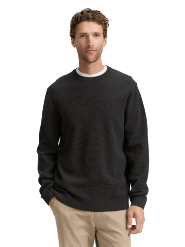Tom Tailor Herren Rundhals Pullover STRUCTURED CREWNECK KNIT - Regular Fit