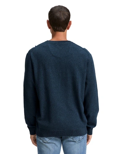 Tom Tailor Herren Rundhals Pullover STRUCTURED CREWNECK KNIT - Regular Fit