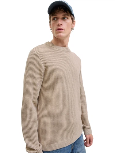 Jack & Jones Herren Rundhals Strickpullover JJEDOVER KNIT CREW NECK - Regular Fit