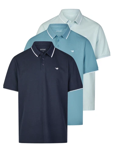 Mustang Poloshirt Herren Kurzarm 3er Pack Pablo Regular Fit