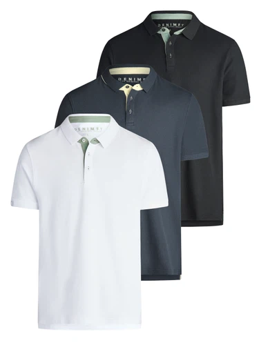 DENIMFY Poloshirt Herren Kurzarm DFRay 3er Pack Set Regular Fit