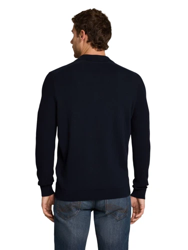 Tom Tailor Herren Langarm Poloshirt STRUCTURED KNIT POLO - Regular Fit