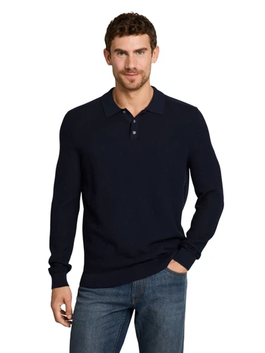 Tom Tailor Herren Langarm Poloshirt STRUCTURED KNIT POLO - Regular Fit