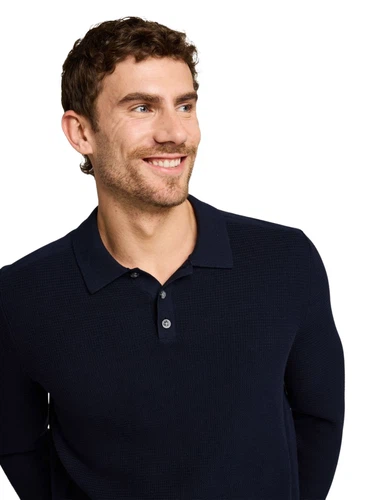 Tom Tailor Herren Langarm Poloshirt STRUCTURED KNIT POLO - Regular Fit