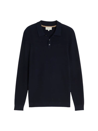 Tom Tailor Herren Langarm Poloshirt STRUCTURED KNIT POLO - Regular Fit