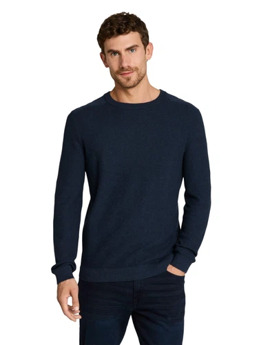 Tom Tailor Herren Rundhals Pullover MOULINE STRUCTURED CREW NECK KNIT - Regular Fit