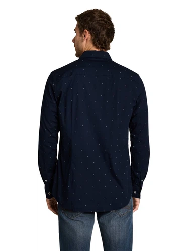 Tom Tailor Herren Langarm Hemd FITTED PRINTED STRETCH SHIRT - Slim Fit