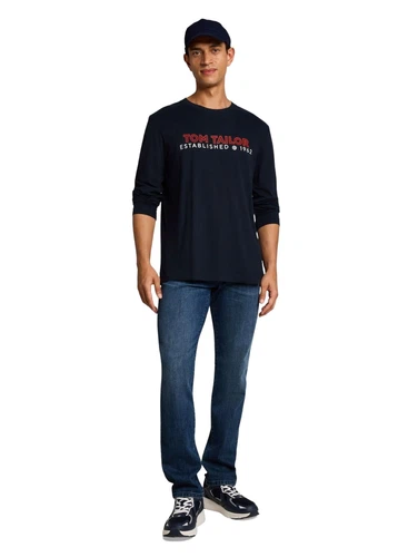 Tom Tailor Herren Langarmshirt PRINTED - Regular Fit