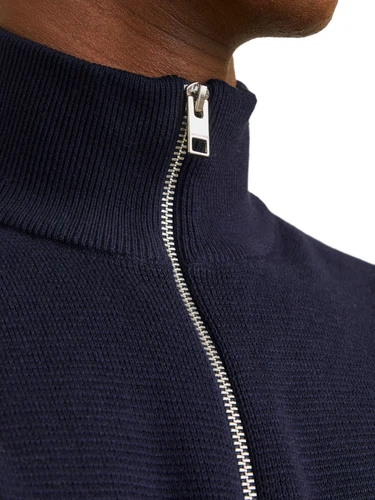 Jack & Jones Herren Strickpullover JPRBLAMILANO STITCH KNIT HALF ZIP - Relaxed Fit