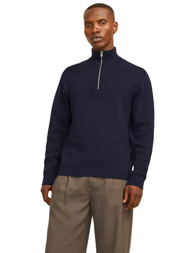 Jack & Jones Herren Strickpullover JPRBLAMILANO STITCH KNIT HALF ZIP - Relaxed Fit
