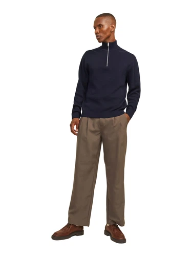 Jack & Jones Herren Strickpullover JPRBLAMILANO STITCH KNIT HALF ZIP - Relaxed Fit