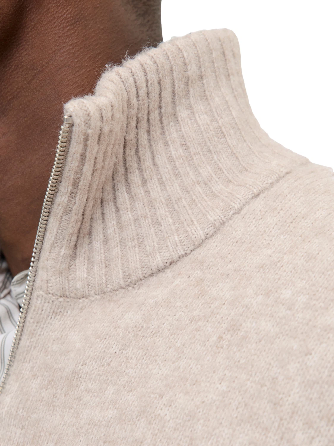 Jack & Jones Herren Pullover JJESOHO OLLIE KNIT HALF ZIP - Relaxed Fit