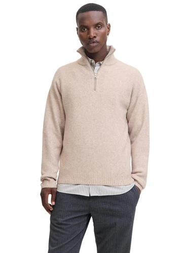 Jack & Jones Herren Pullover JJESOHO OLLIE KNIT HALF ZIP - Relaxed Fit