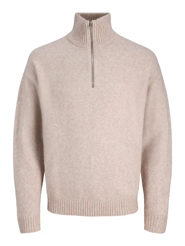 Jack & Jones Herren Pullover JJESOHO OLLIE KNIT HALF ZIP - Relaxed Fit