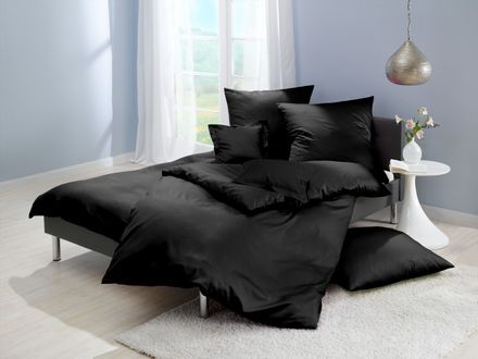 Lorena Mako Satin Bettwäsche uni schwarz Fb.89