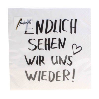 20 Servietten Endlich wiedersehen 3-lagig 33x33cm Tissue Party Feier