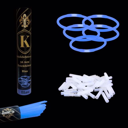 50 Arm-Knicklichter Blau inkl. 50 Flex-Verbinder