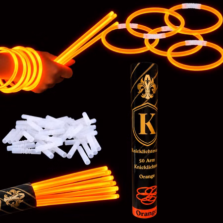 50 Arm-Knicklichter Orange inkl. 50 Flex-Verbinder