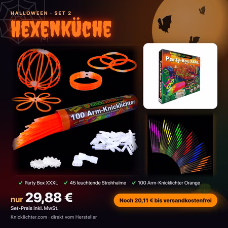 Halloween Set Hexenküche – Party Box XXXL & Leuchtstrohhalme