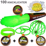100 Arm Knicklichter in GRÜN inkl. hochflexiblen TopFlex Verbindern