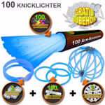 100 Arm Knicklichter in BLAU inkl. hochflexiblen TopFlex Verbindern