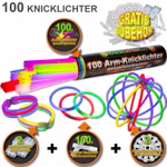 100 Arm Knicklichter 8 FARBEN MIX inkl. hochflexiblen TopFlex Verbindern