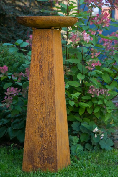 Pflanzsäule mit Schale Rost H124cm
