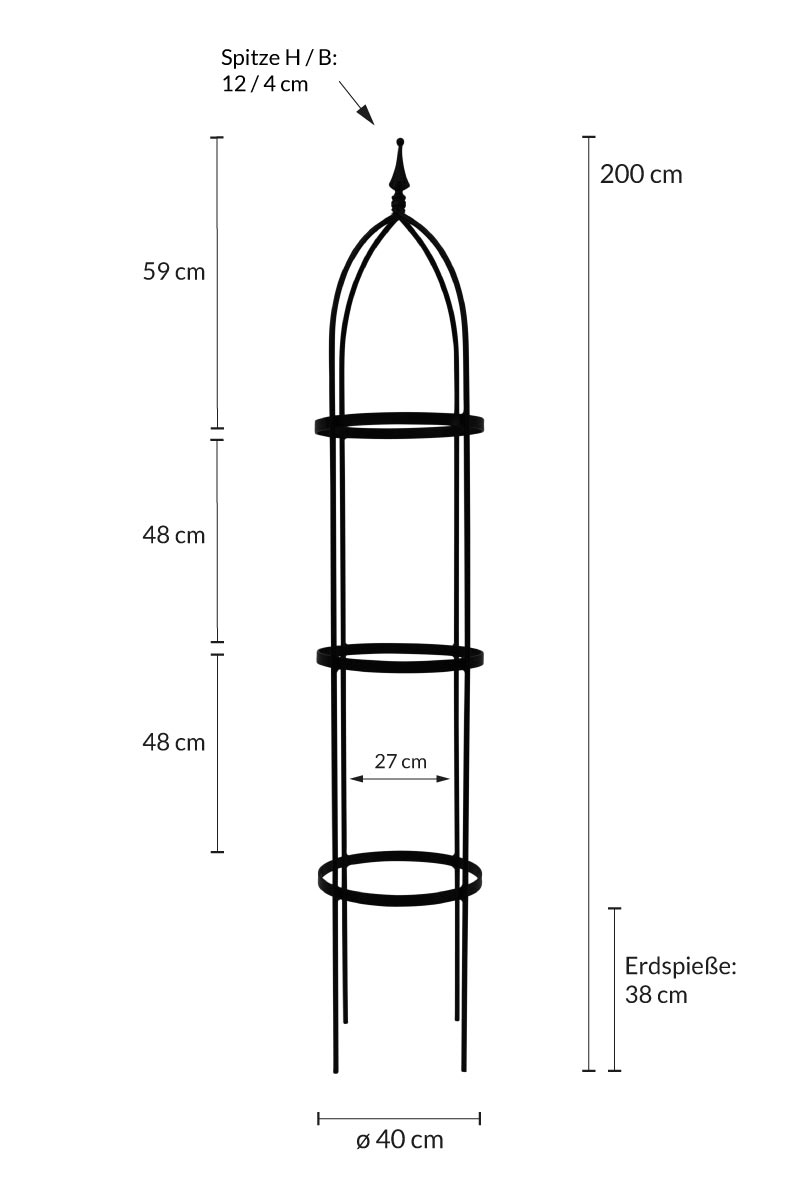 RANKGERÜST 10mm Metall 200cm, Verzinkt