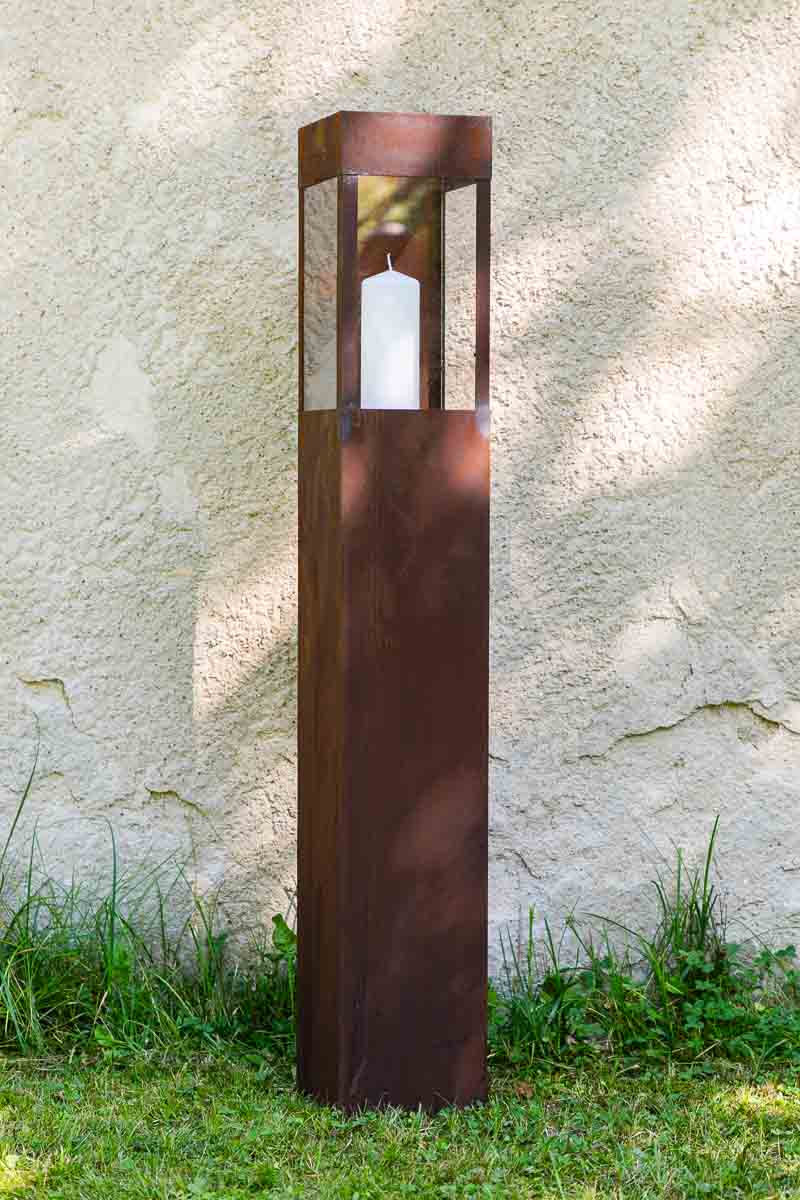Windlicht-Säule LYS Klein / Groß / Set, Edel-Rost
