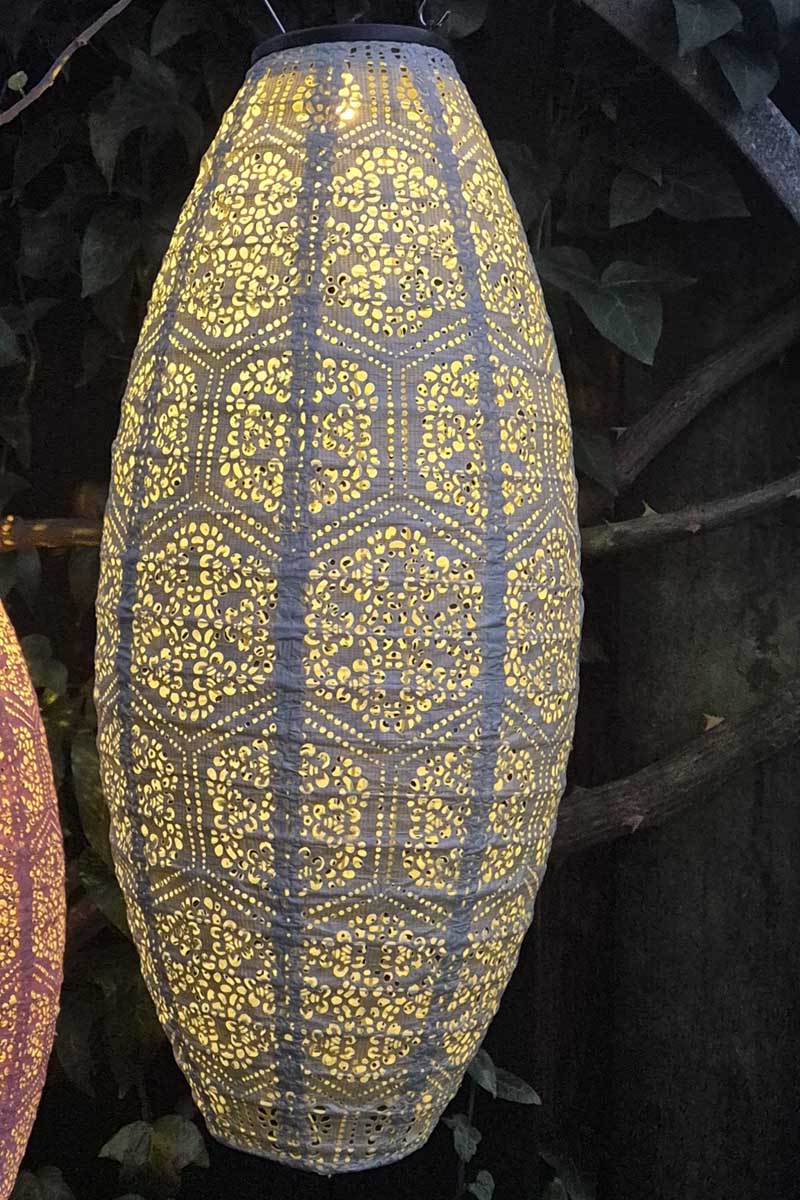 Solar Lampion aus Papier für außen – 45 cm Gartenlaterne in Mint