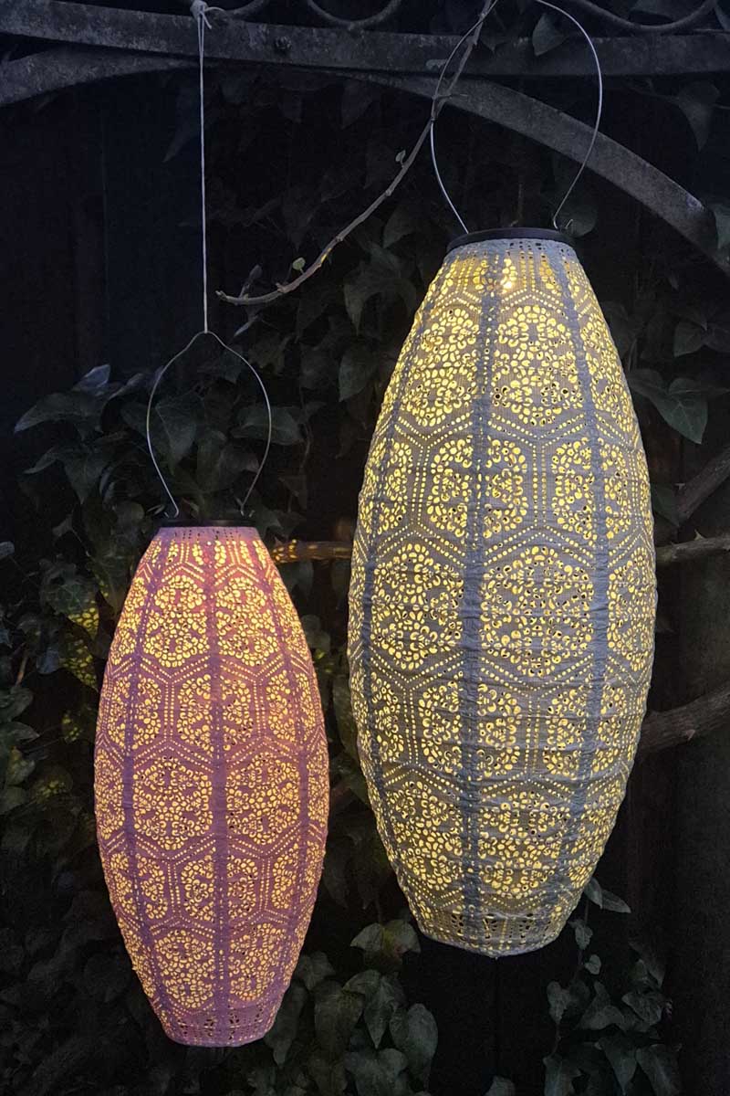 Solar Lampion für außen – 45 cm Gartenlaterne in Rosa