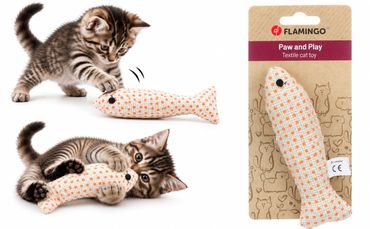 Flamingo Katzenspielzeug Texo Fisch, 15 cm, Orange