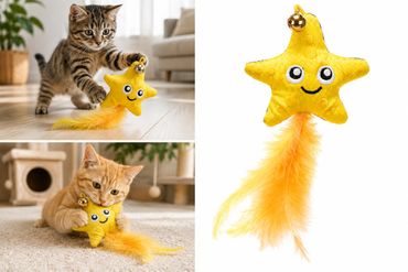 Flamingo Katzenspielzeug Strellow Stern mit Catnip, 9,5 cm, Gelb