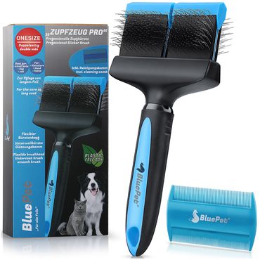 BluePet Profi Flexible Zupfbürste mit Reinigungskamm