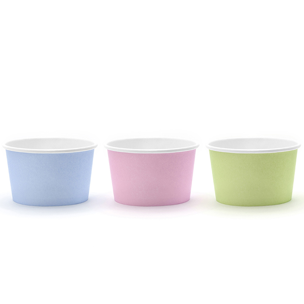 Eisbecher Pappe Pastell-Mix 6 Stück - zartblau hellrosa pastellgrün