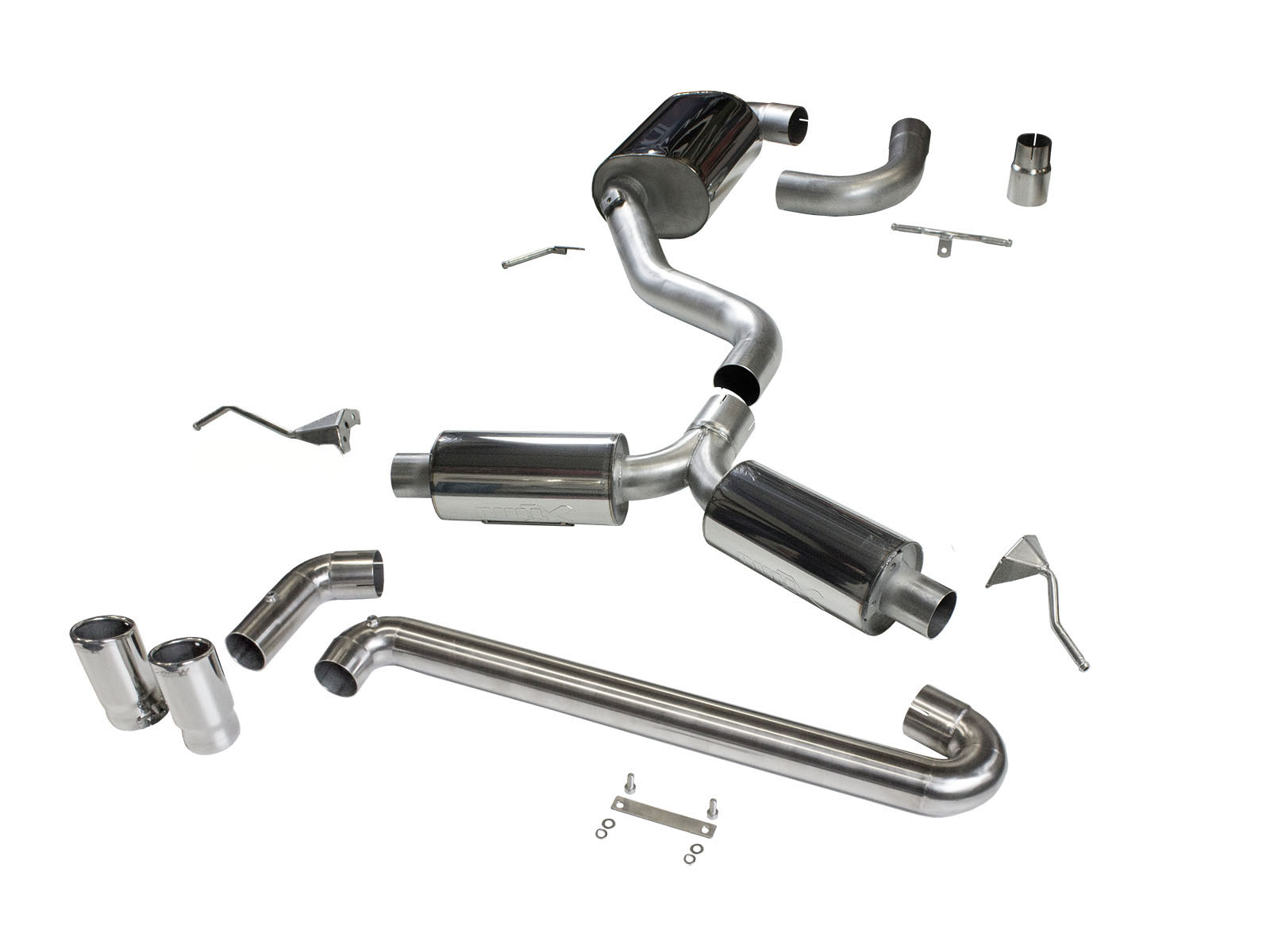 Bull-X 76mm Sportauspuff Komplettanlage ab KAT VAG02 Y-Style