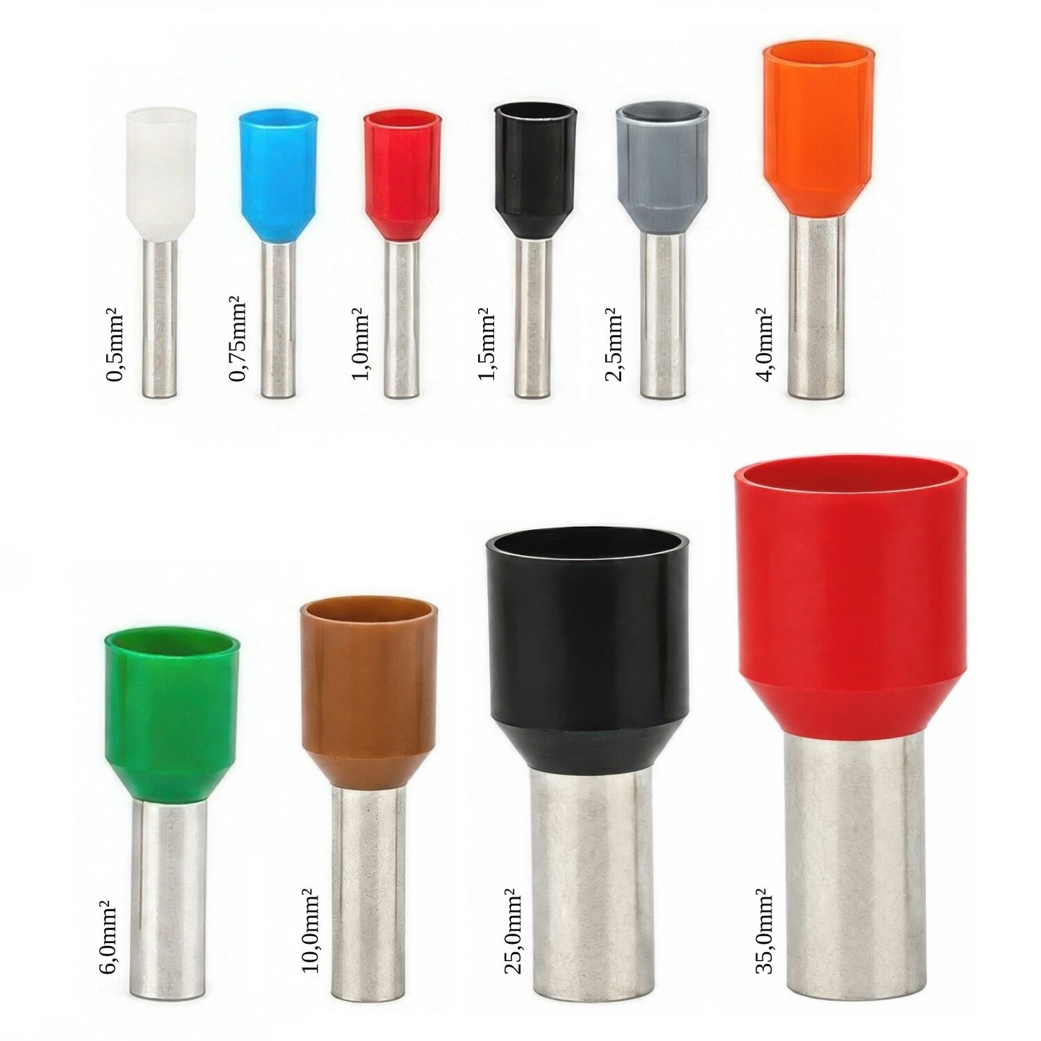 Produktbild von Aderendhülsen Isoliert 4,0mm² X 18mm – Grau, UL-zertifiziert, 100 Stück Aus Deutschland